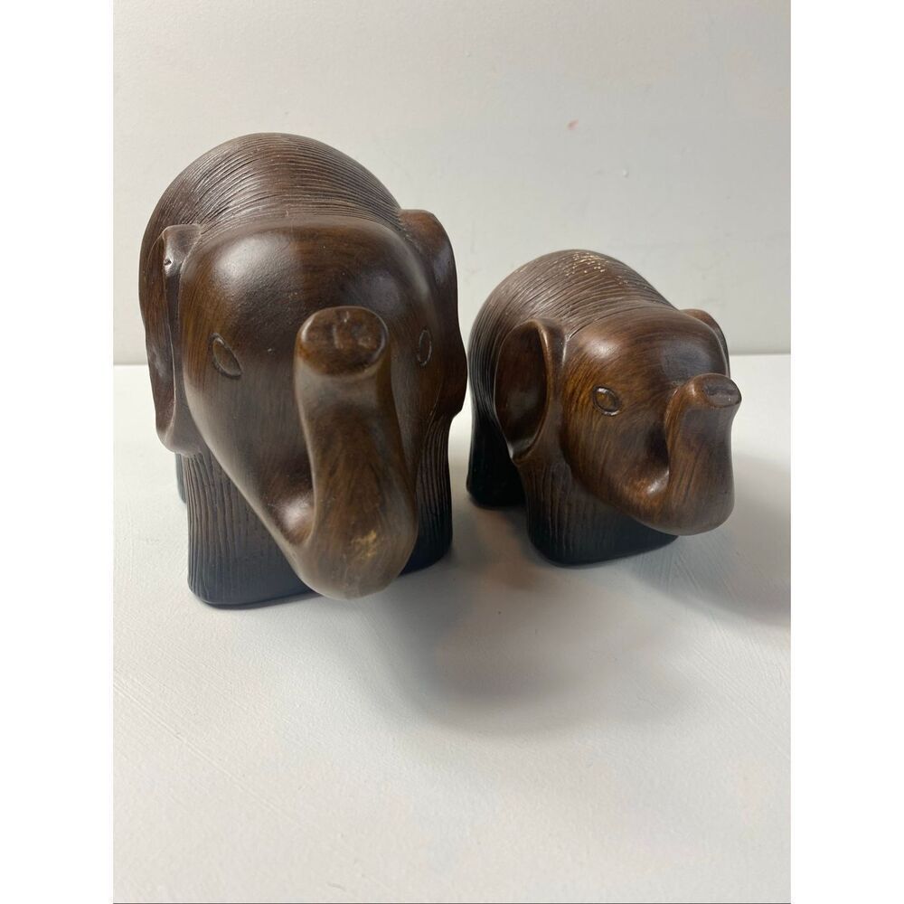 Vintage Mid Century Ceramic Elephant Figurines Set of 2 MCM